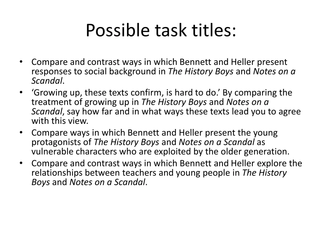 possible task titles