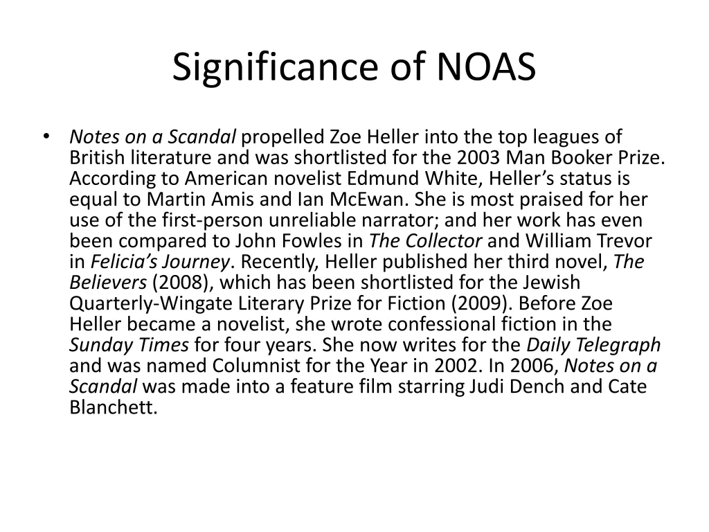 significance of noas