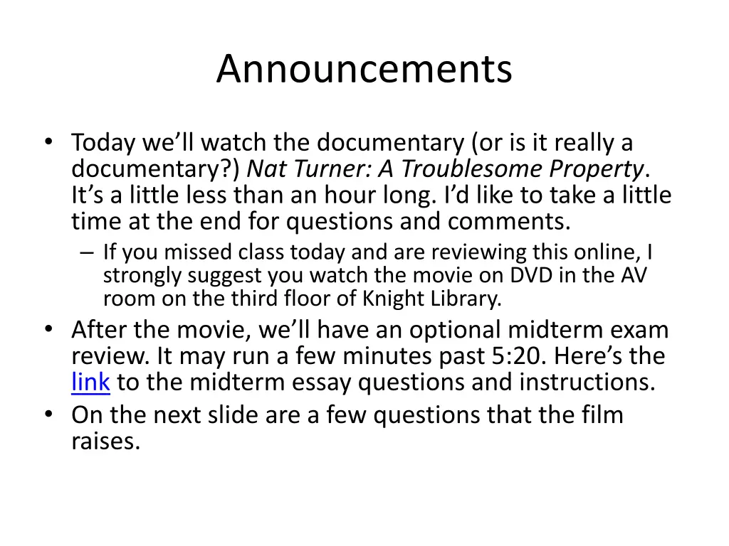 announcements