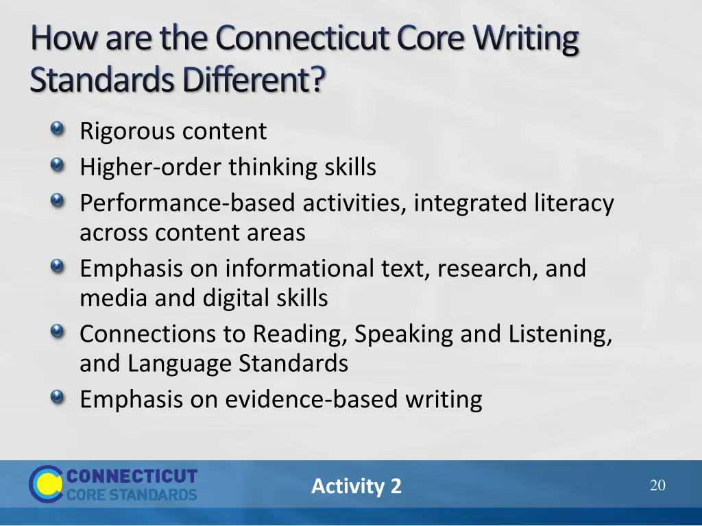 how are the connecticut core writing standards