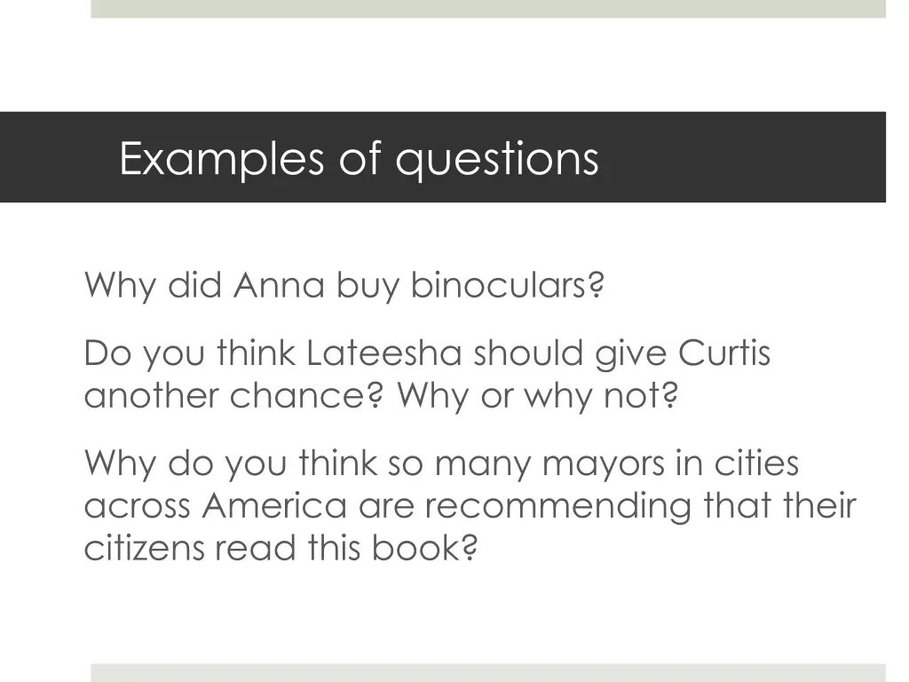 examples of questions