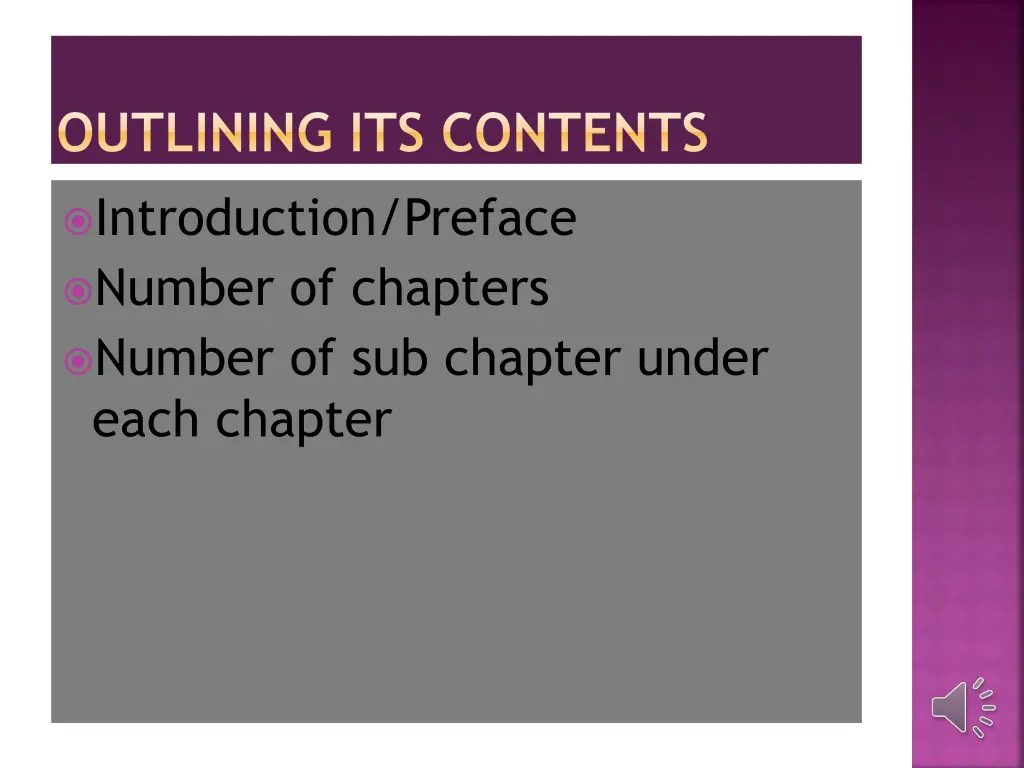 outlining its contents