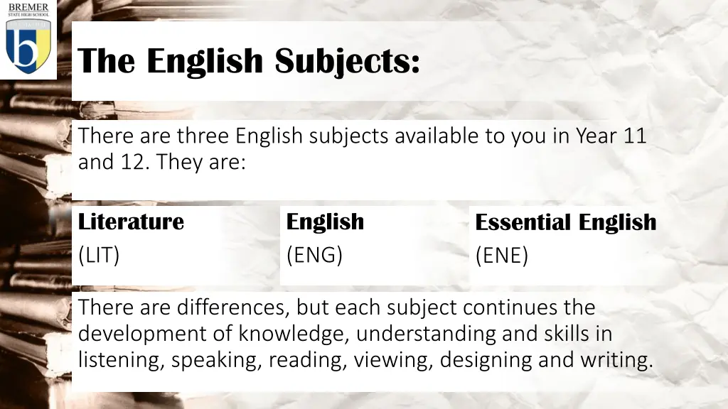 the english subjects