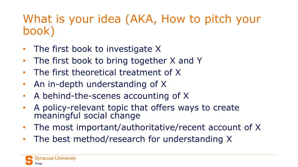 what is your idea aka how to pitch your book