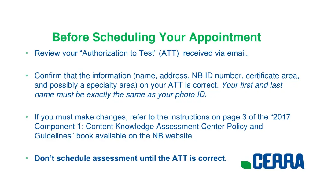 before scheduling your appointment review your