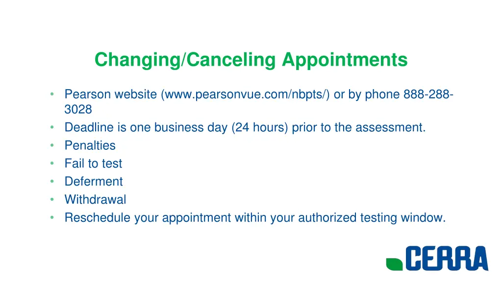 changing canceling appointments