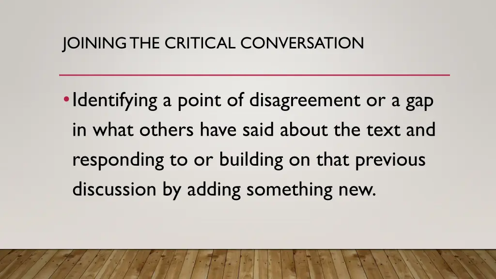 joining the critical conversation