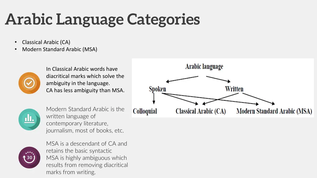 arabic language categories