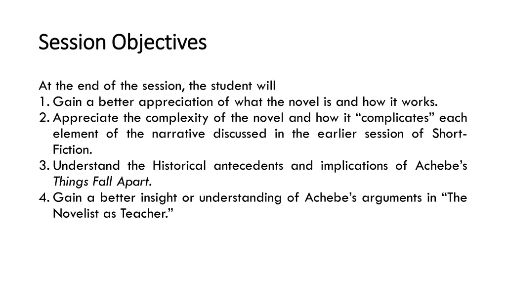 session objectives session objectives
