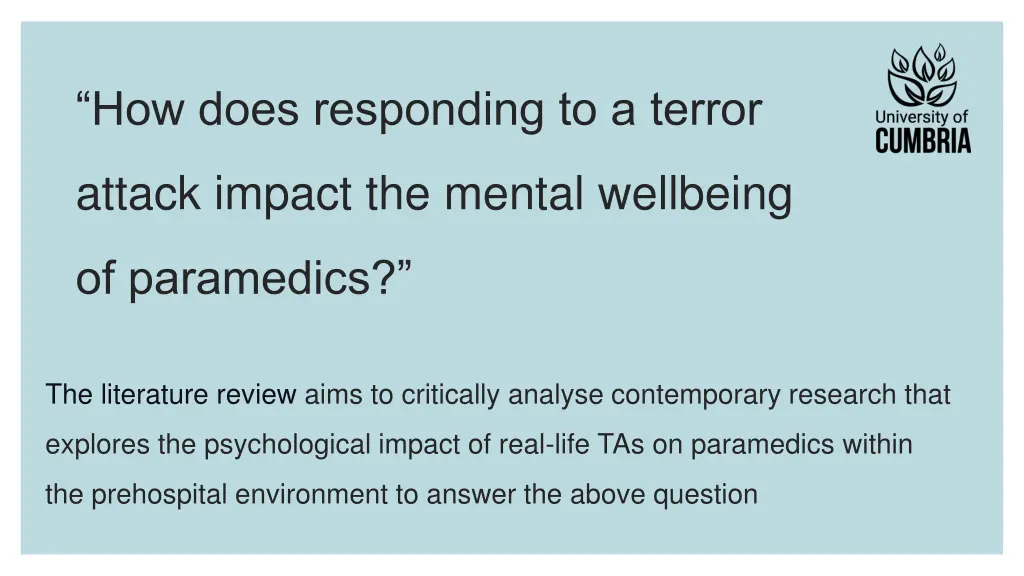 how does responding to a terror 1