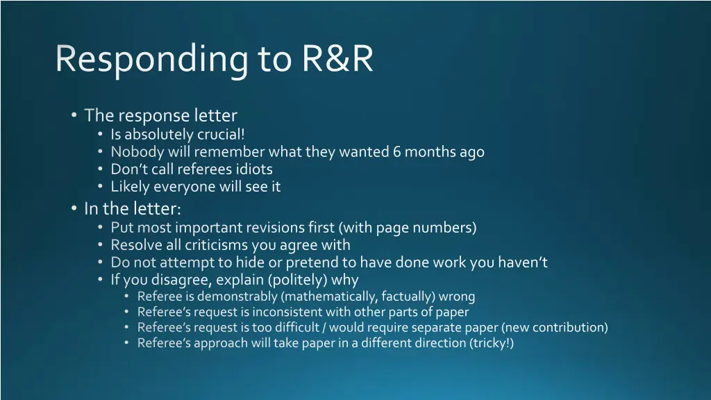 responding to r r 1