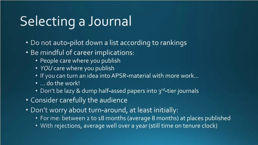 selecting a journal