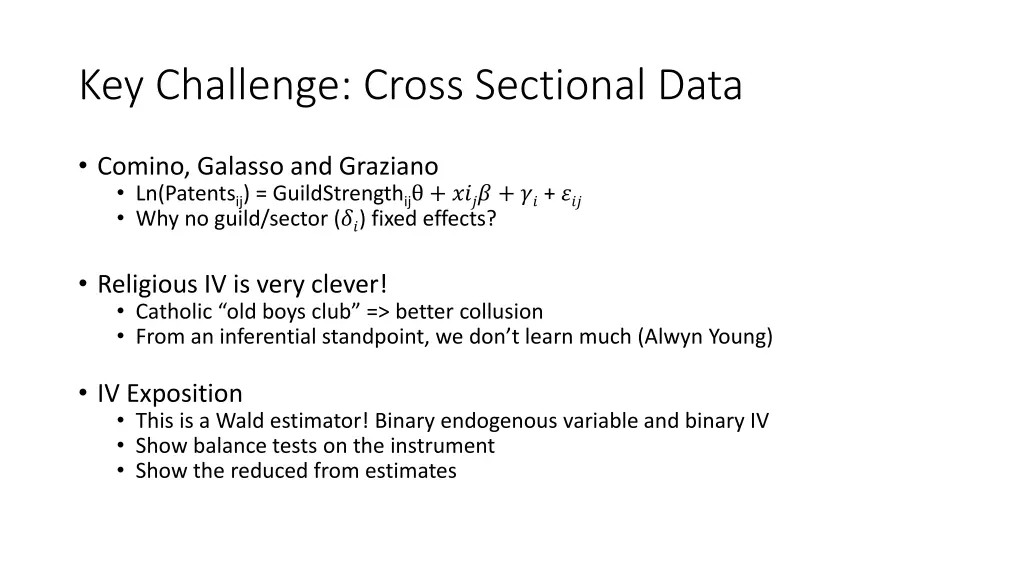 key challenge cross sectional data 1