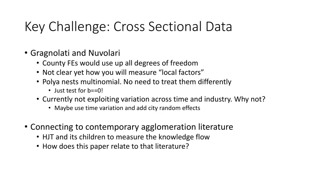 key challenge cross sectional data