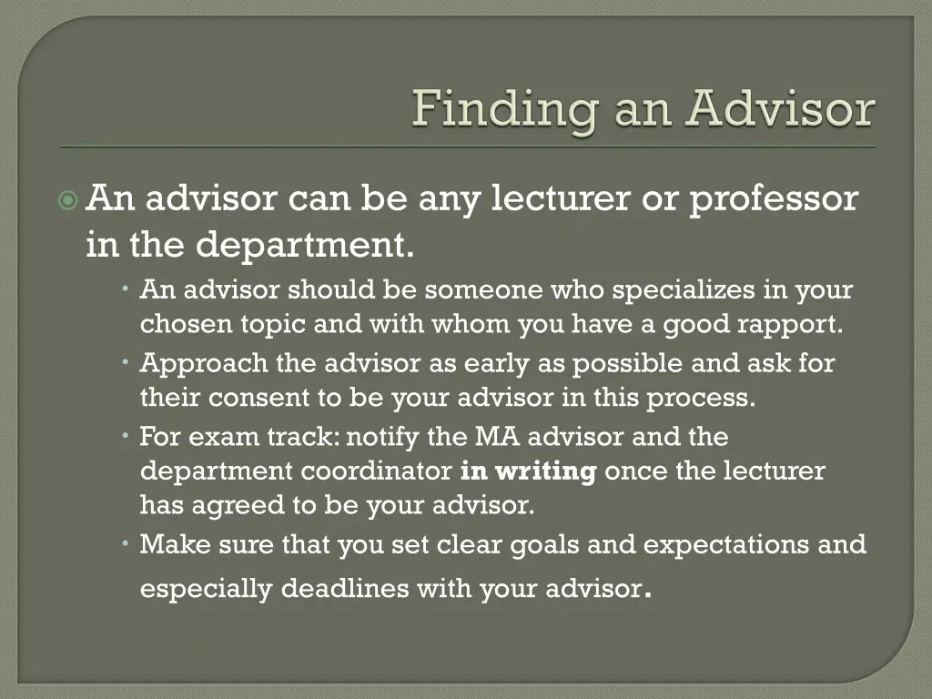 an advisor can be any lecturer or professor