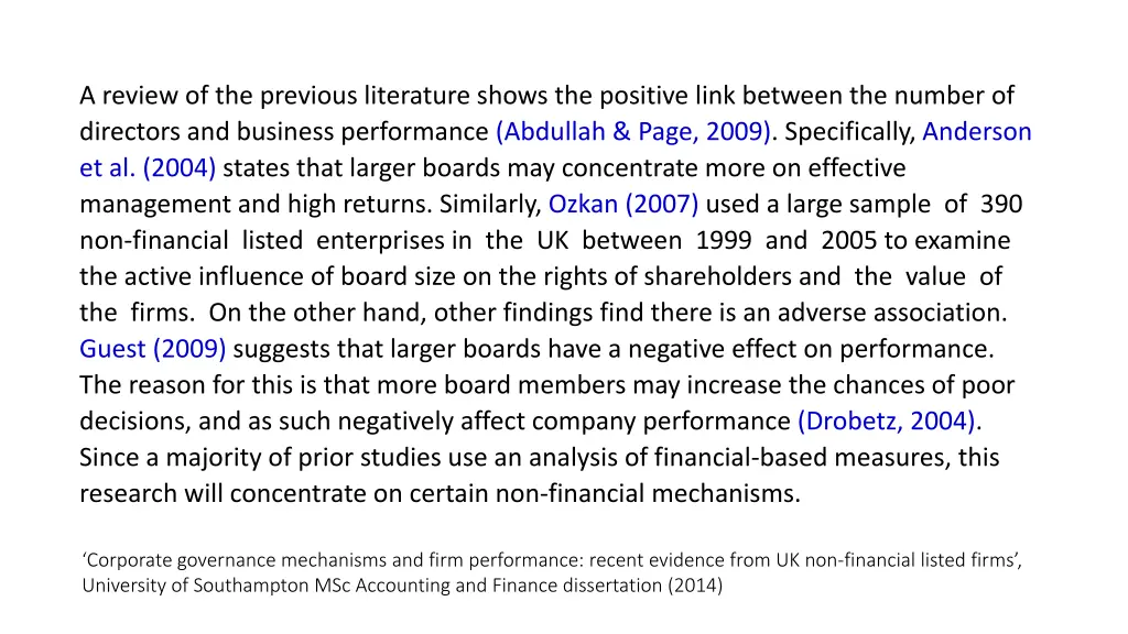 a review of the previous literature shows