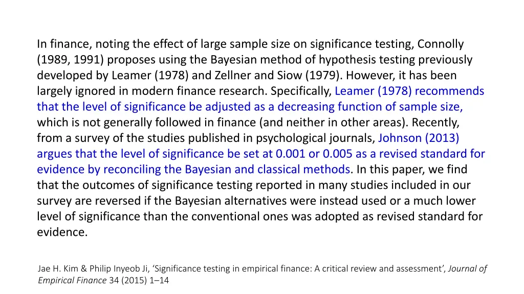in finance noting the effect of large sample size 1