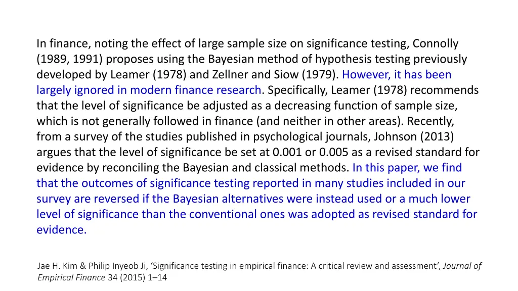 in finance noting the effect of large sample size 2