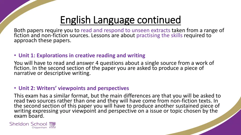 english language continued english language