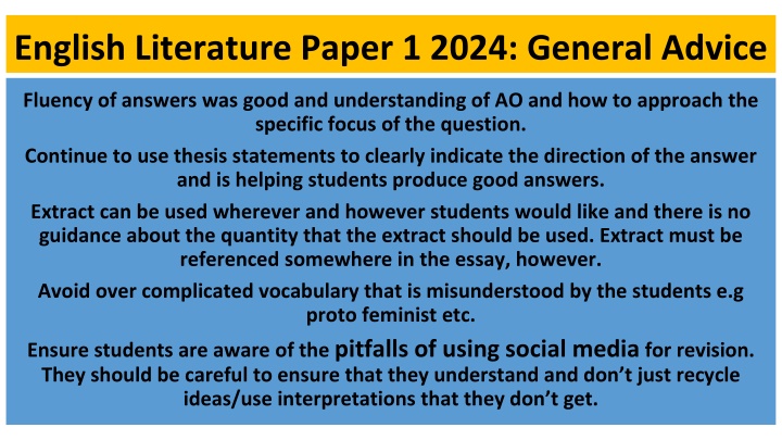 english literature paper 1 2024 general advice
