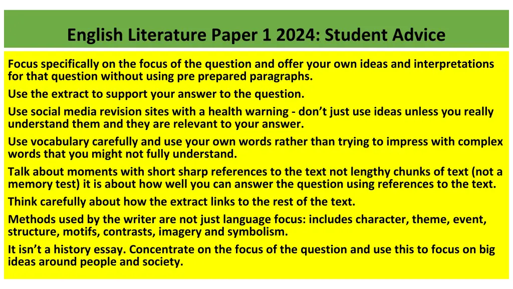 english literature paper 1 2024 student advice
