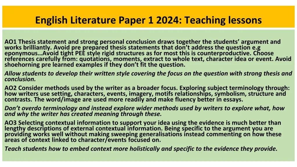 english literature paper 1 2024 teaching lessons