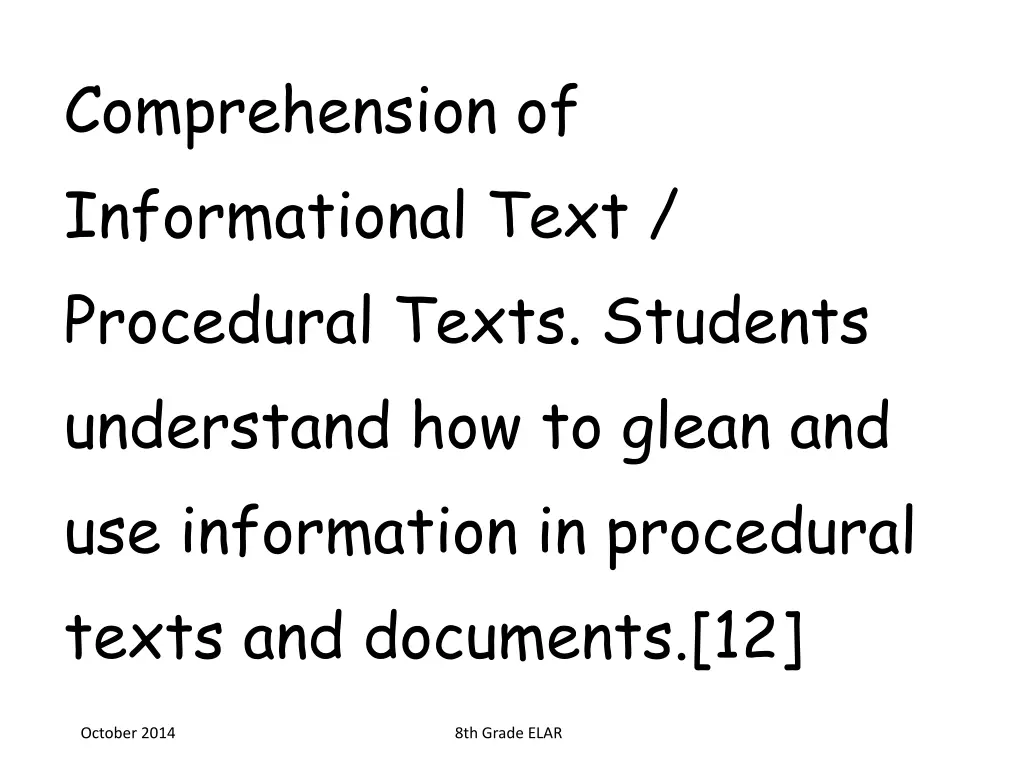comprehension of informational text procedural