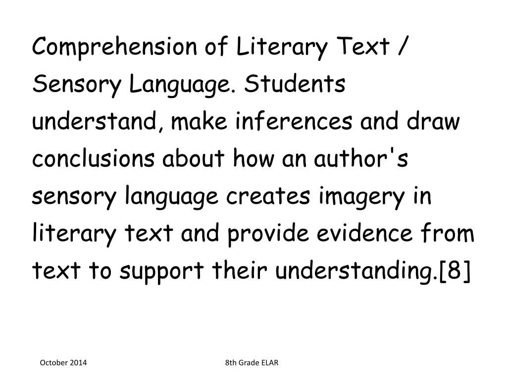 comprehension of literary text sensory language