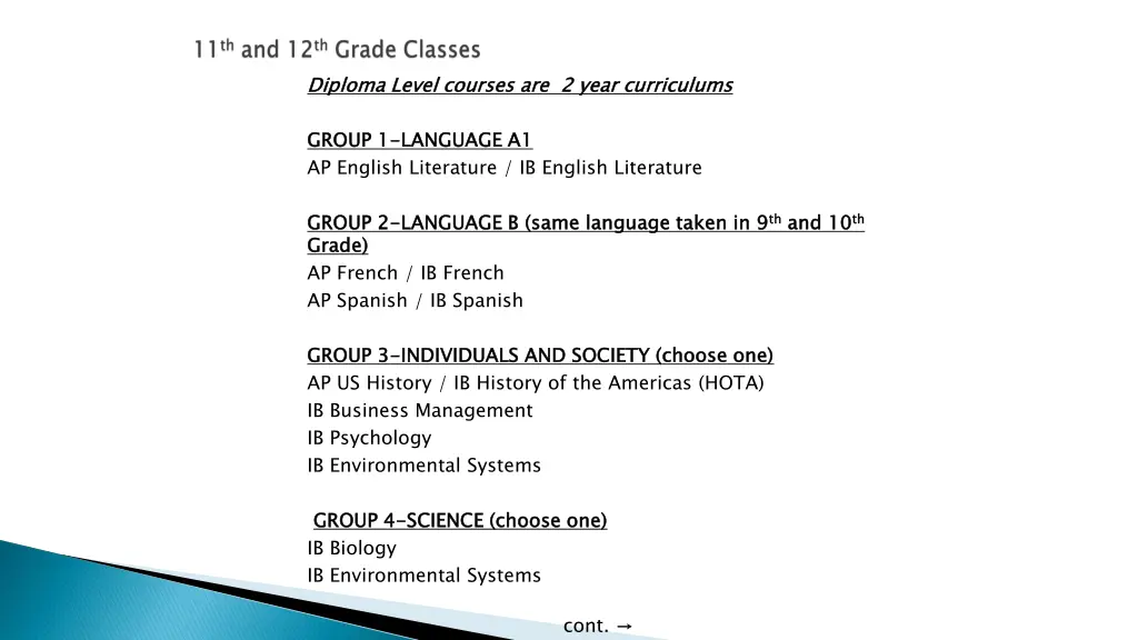 diploma level courses are 2 year curriculums