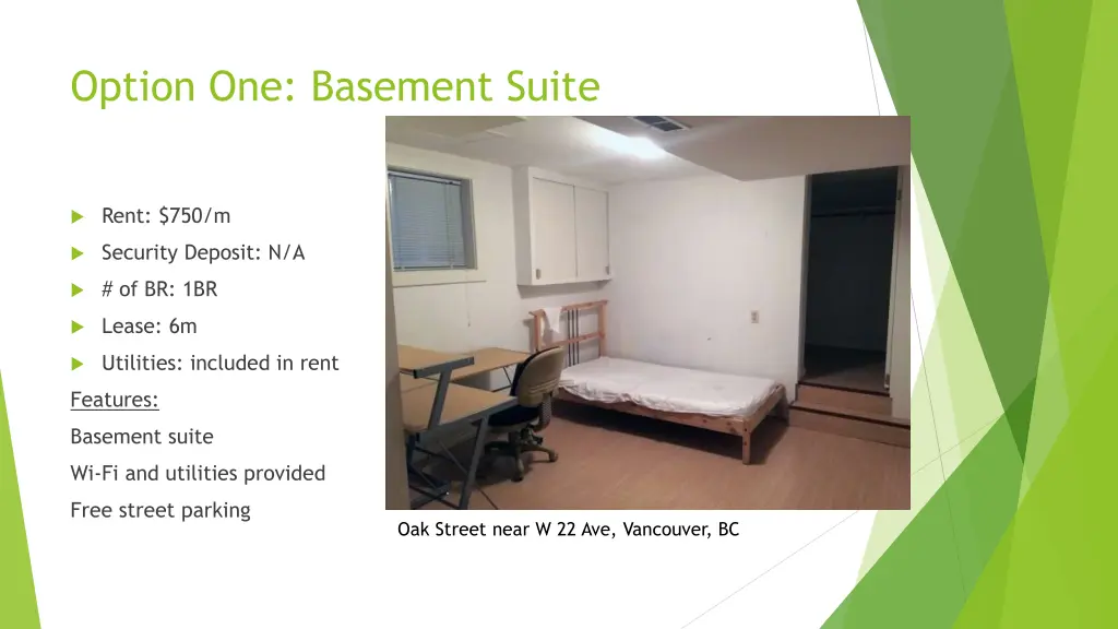 option one basement suite