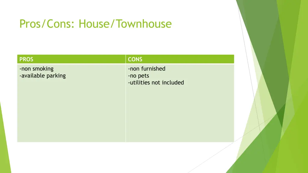 pros cons house townhouse