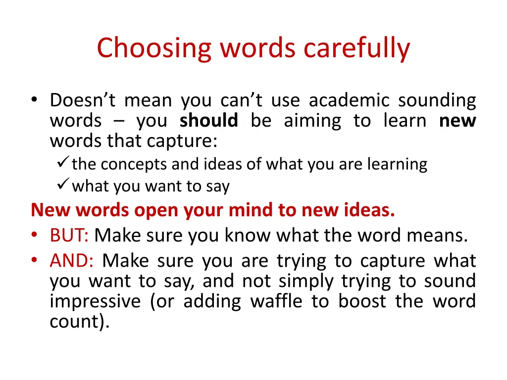 choosing words carefully