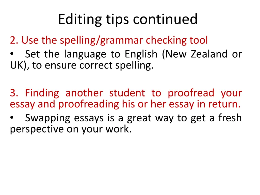 editing tips continued