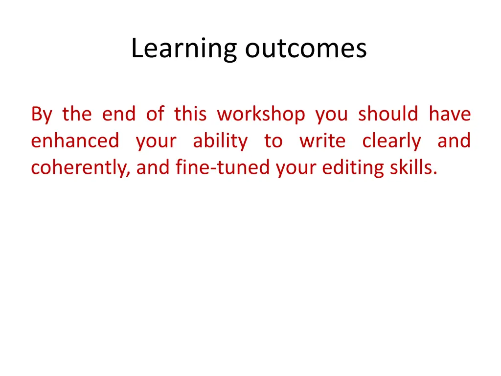 learning outcomes