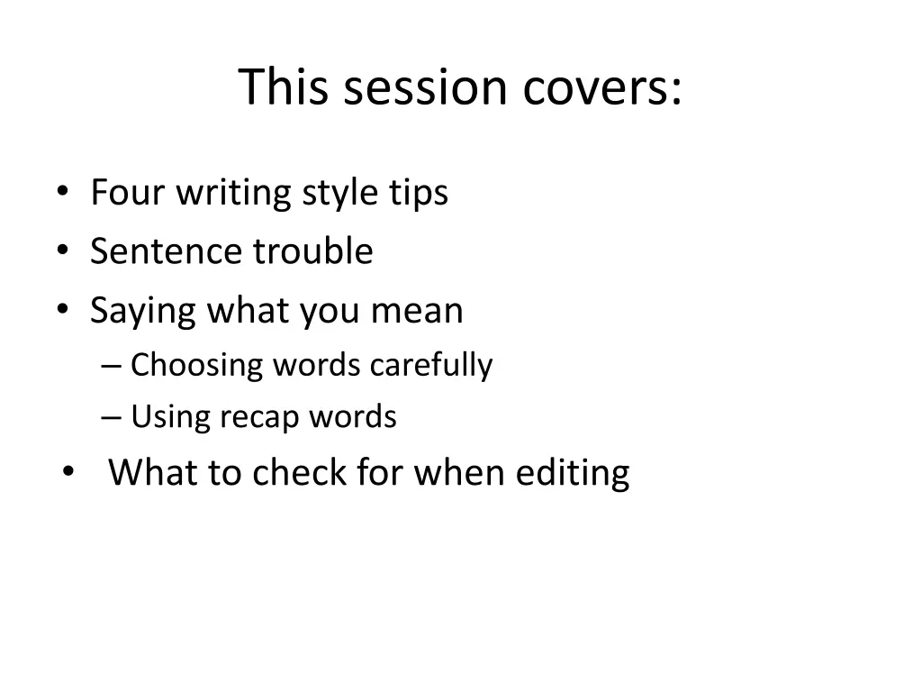 this session covers