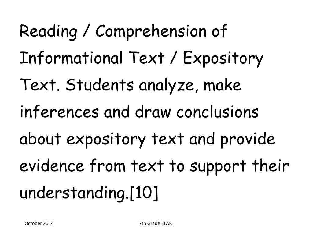 reading comprehension of informational text 1