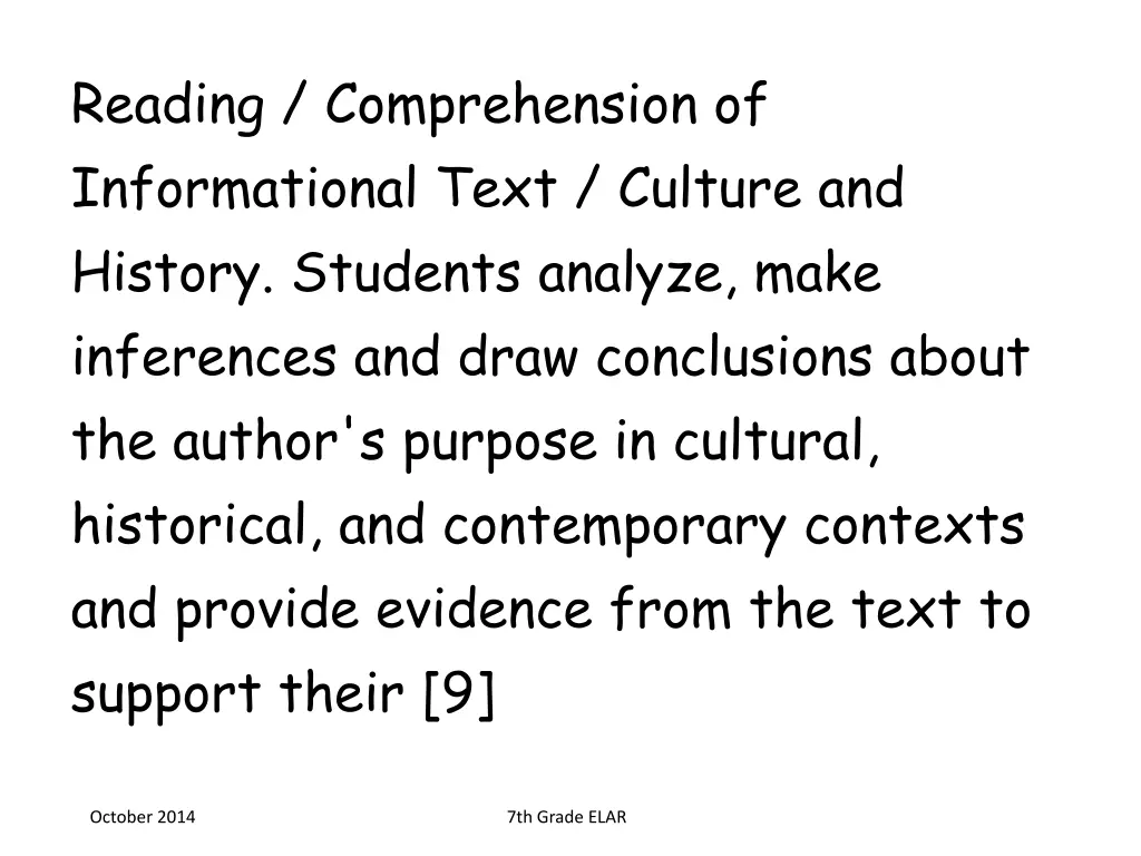 reading comprehension of informational text