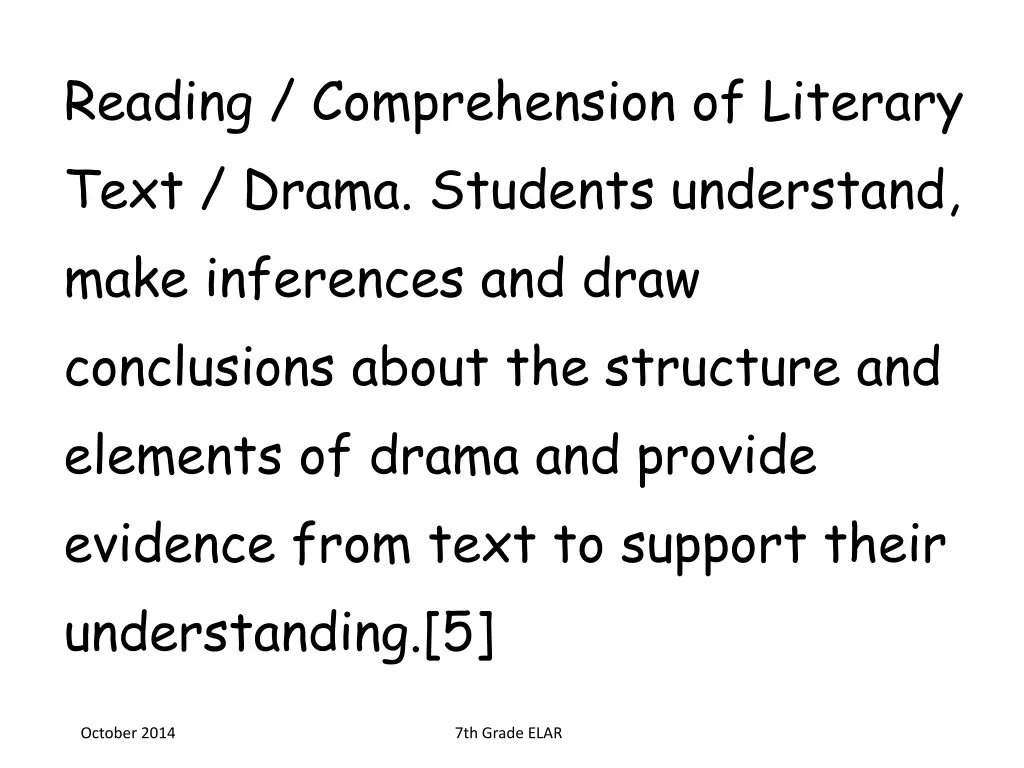 reading comprehension of literary text drama