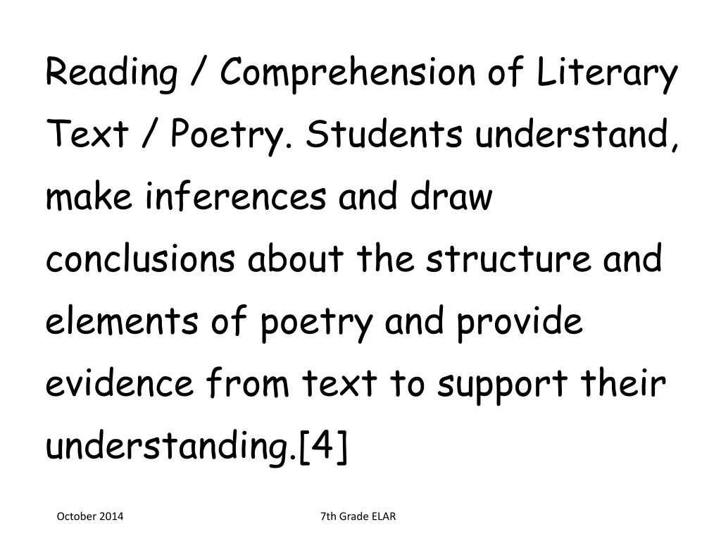 reading comprehension of literary text poetry
