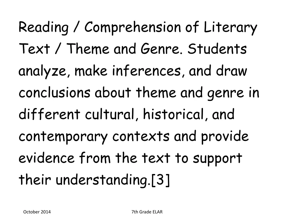 reading comprehension of literary text theme