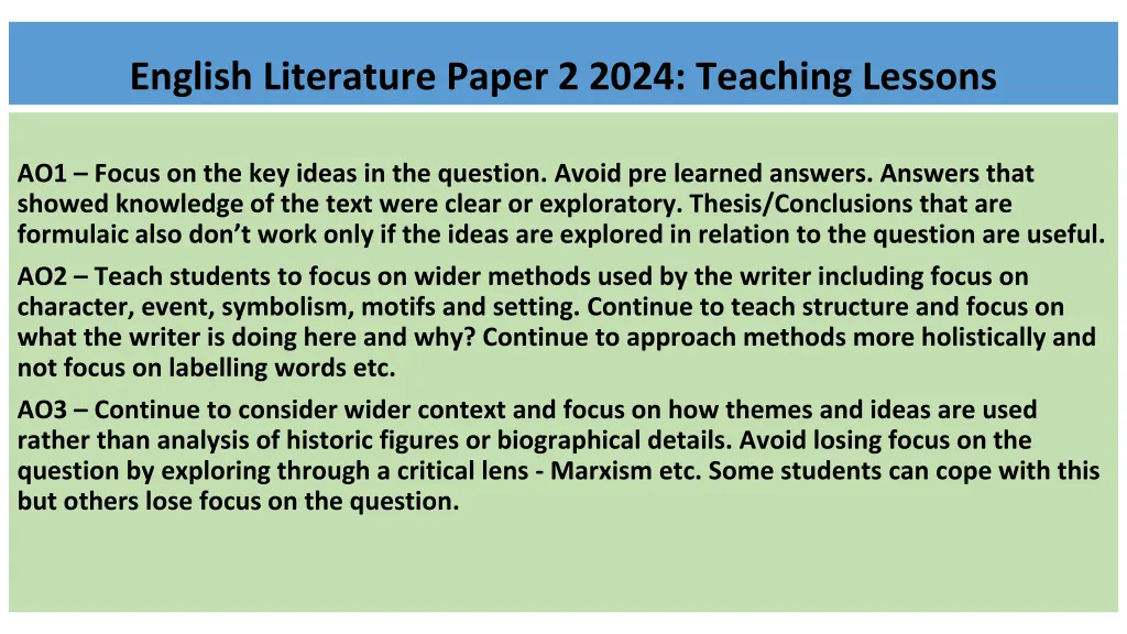 english literature paper 2 2024 teaching lessons