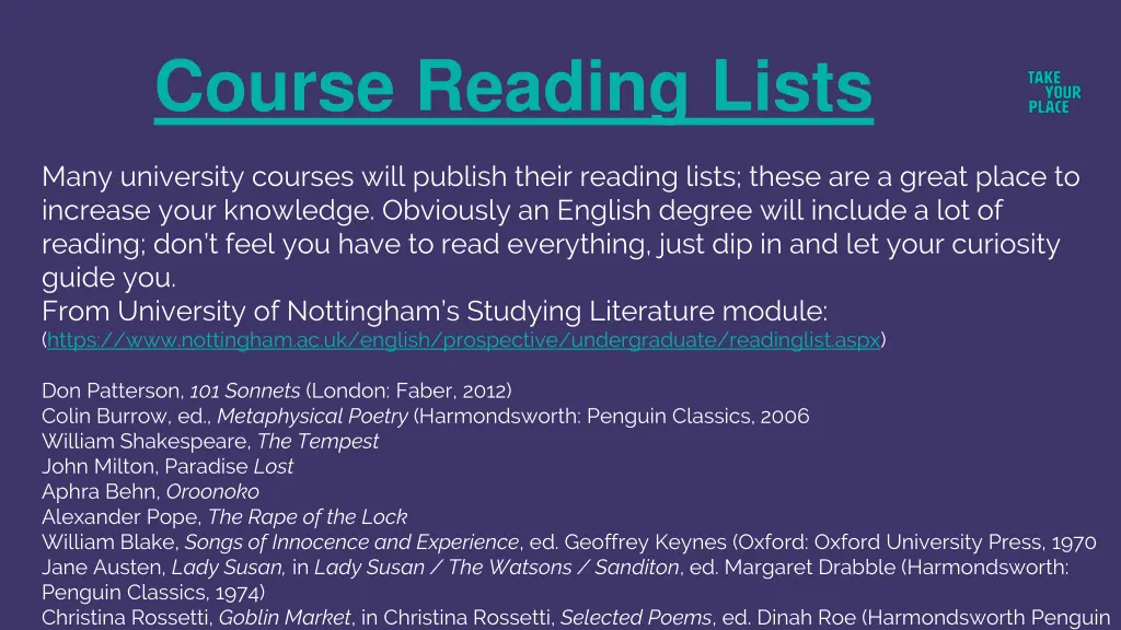course reading lists