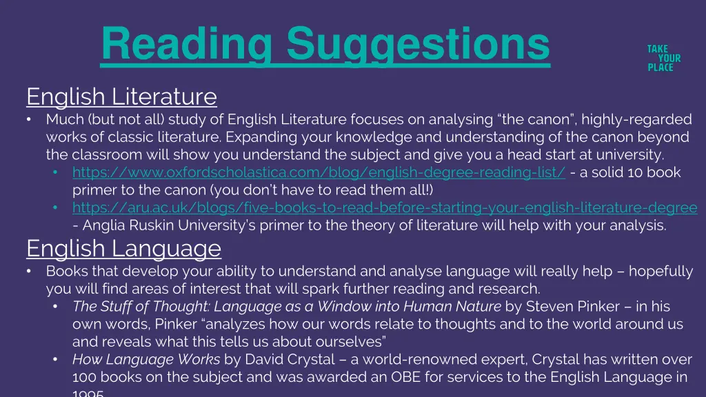 reading suggestions