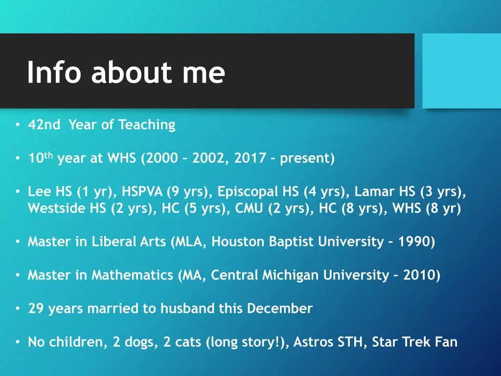 info about me
