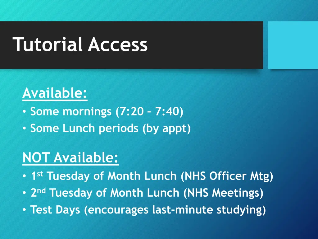 tutorial access