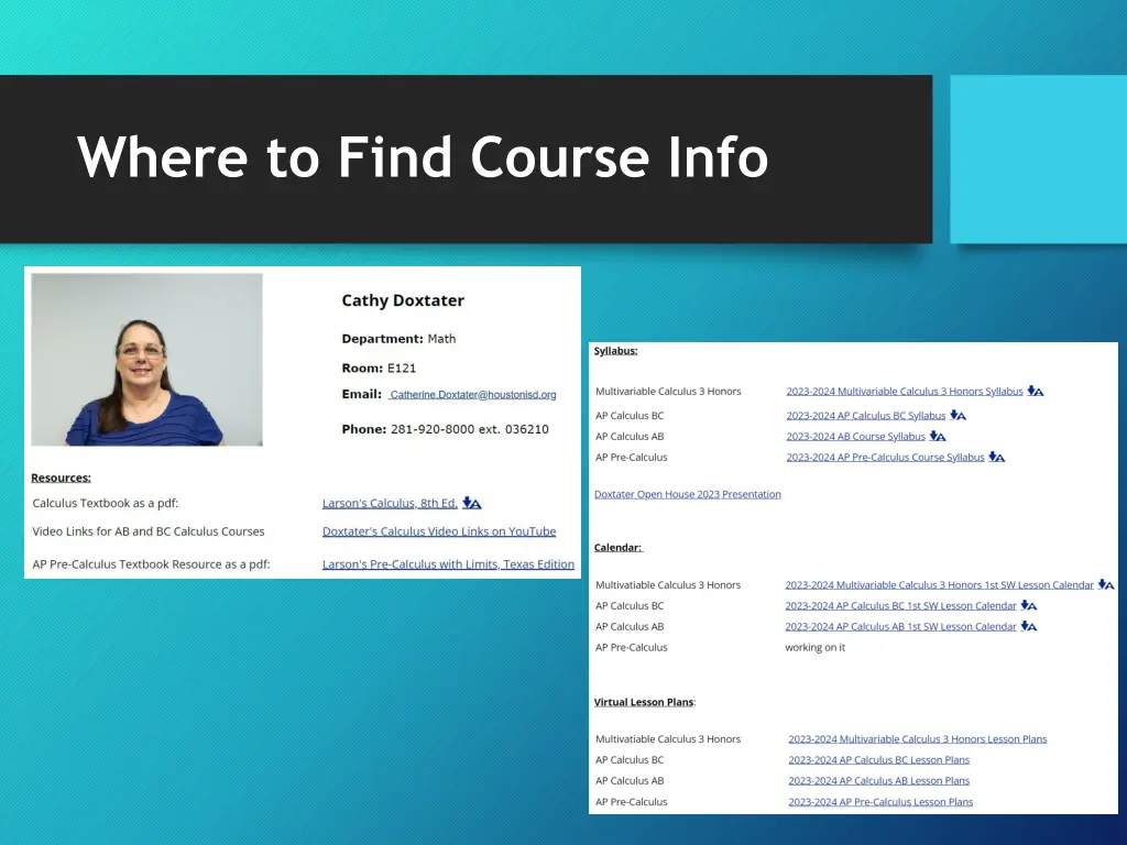 where to find course info 1