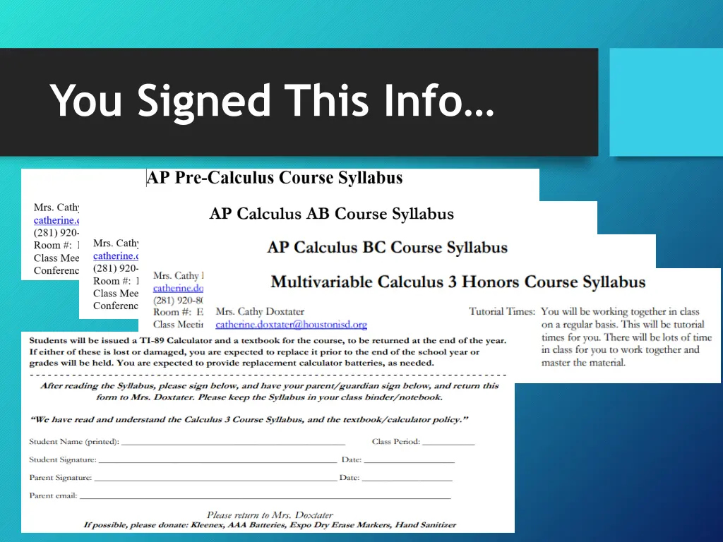 you signed this info