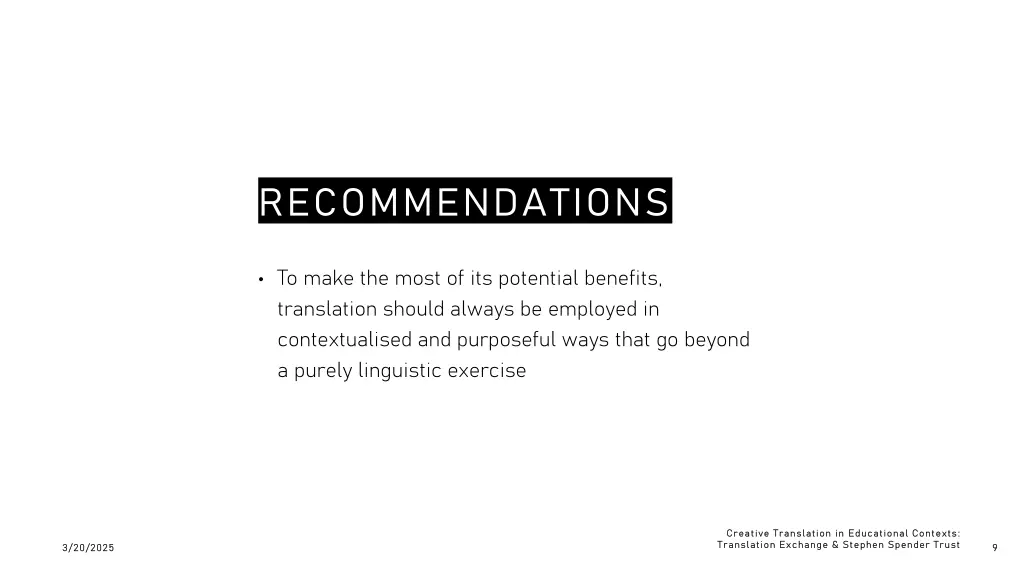 recommendations