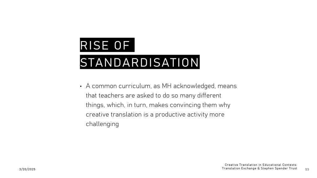 rise of standardisation