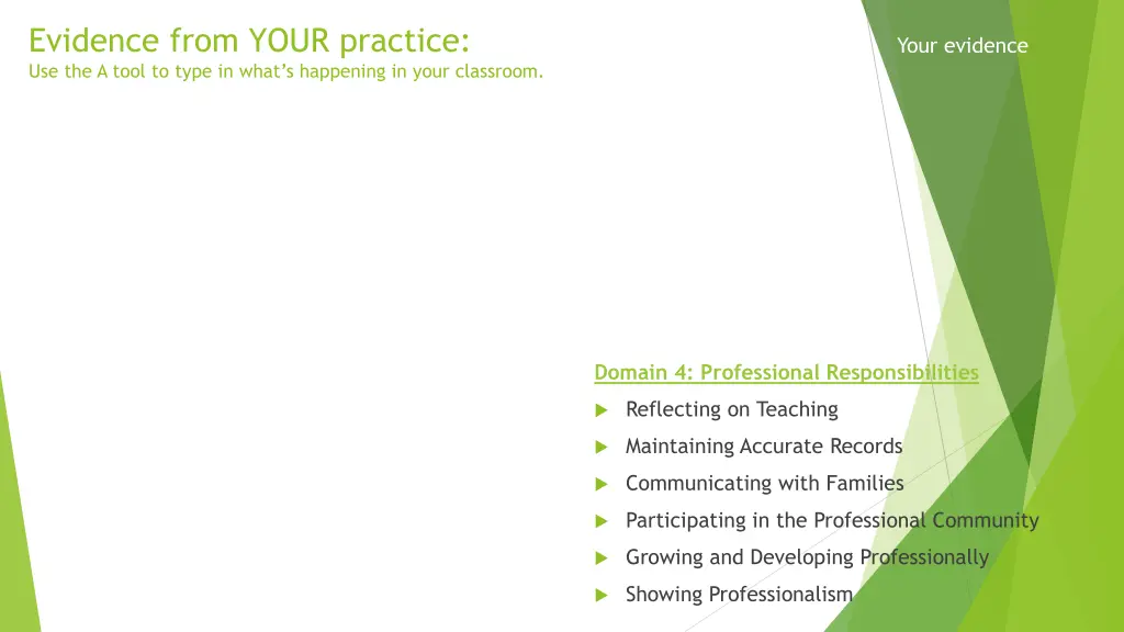 evidence from your practice use the a tool 3